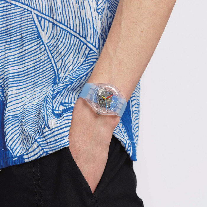 SWATCH CLEARLY BLUE STRIPED