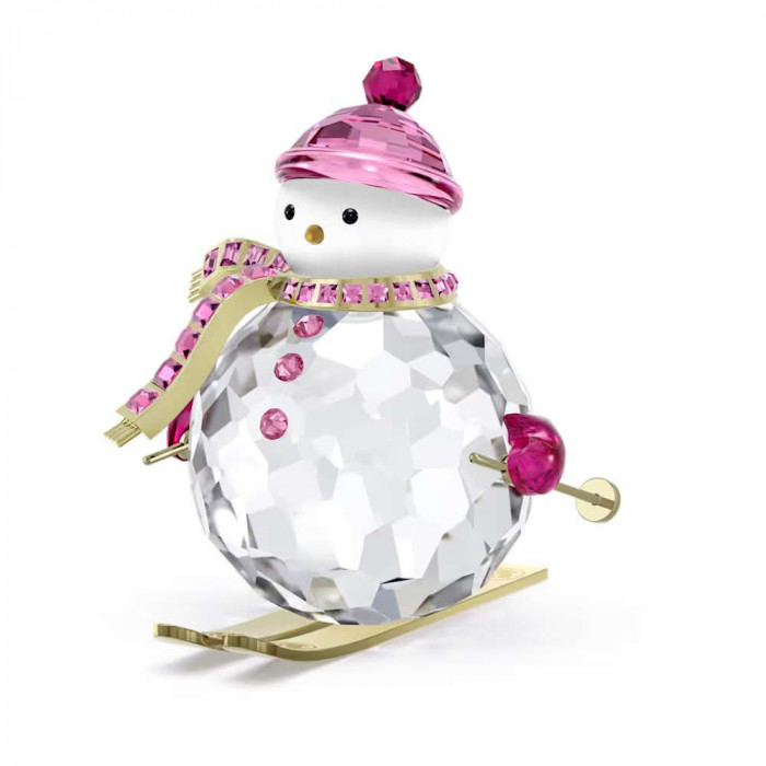 Фигурка Swarovski "Праздничное поздравление Снеговик розовый"