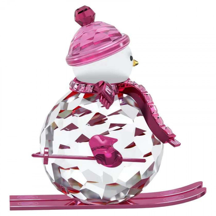 Фигурка Swarovski "Праздничное поздравление Снеговик розовый"