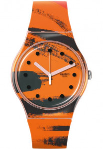 SWATCH BARNS-GRAHAM'S ORANGE AND RED ON PINK