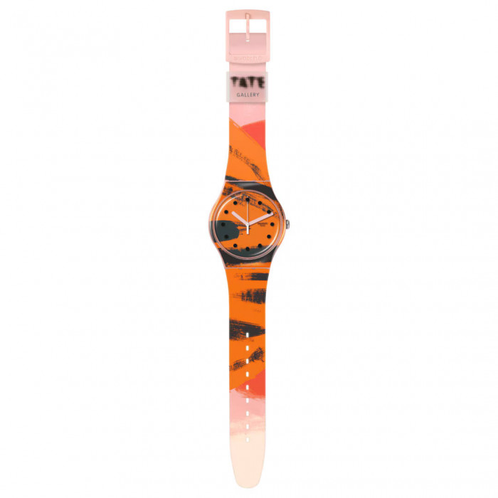 SWATCH BARNS-GRAHAM'S ORANGE AND RED ON PINK