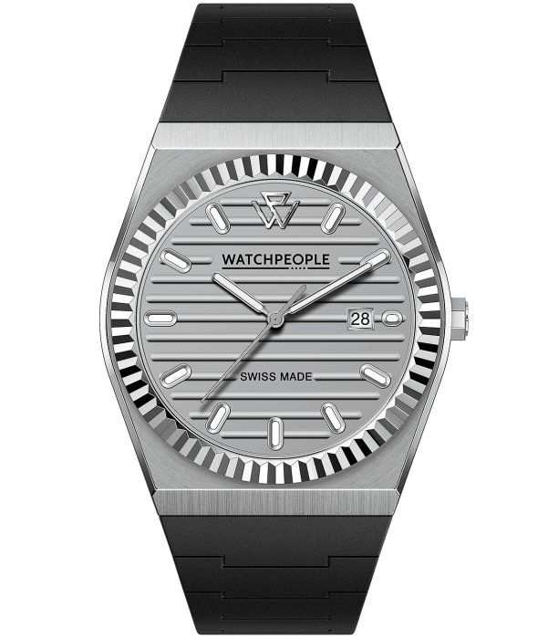 WATCHPEOPLE WP1 Metal Sili Silver Brushed Aluminium Black
